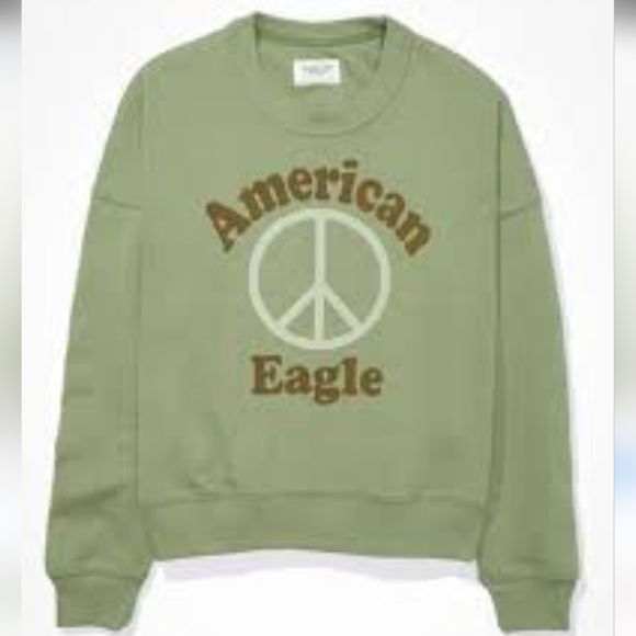 ☮️EUC American Eagle "AE☮️ Graphic Crewneck Sweatshirt" in "Dusty Sage" Medium☮️ - Picture 3 of 11